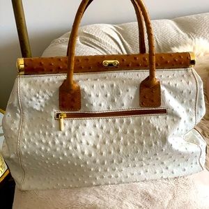 STUNNING! Borse In Pelle ostrich embossed leather bag made in Italy